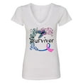 thumbnail image 1 of Inktastic Thyroid Cancer Survivor Butterfly Ribbon Women's V-Neck T-Shirt, 1 of 5