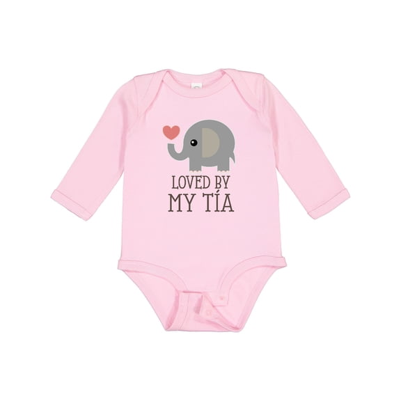 Inktastic Tia Loves Me Baby Elephant Boys or Girls Long Sleeve Baby Bodysuit