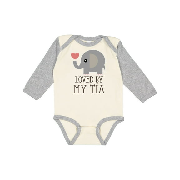 Inktastic Tia Loves Me Baby Elephant Boys or Girls Long Sleeve Baby Bodysuit