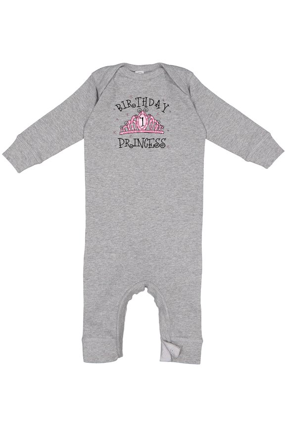 Tiara 1st Birthday Princess Baby Romper Coveralls