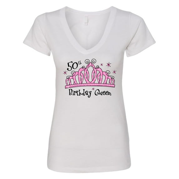 Inktastic Tiara 50th Birthday Queen Women's V-Neck T-Shirt