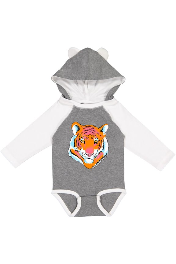 Tiger Head Boys or Girls Long Sleeve Baby Bodysuit