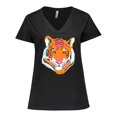 thumbnail image 1 of Inktastic Tiger Head Women's Plus Size V-Neck T-Shirt, 1 of 5
