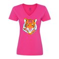 thumbnail image 1 of Inktastic Tiger Head Women's V-Neck T-Shirt, 1 of 5