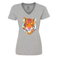 thumbnail image 1 of Inktastic Tiger Head Women's V-Neck T-Shirt, 1 of 5