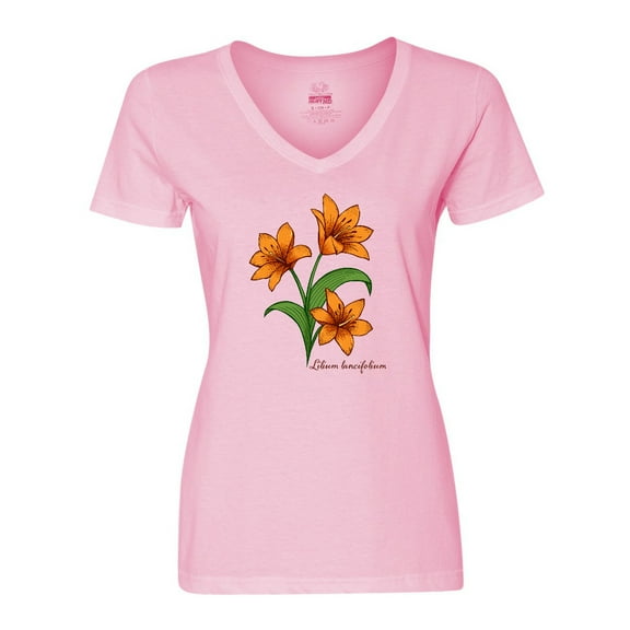 Inktastic Tiger Lilies Women's V-Neck T-Shirt