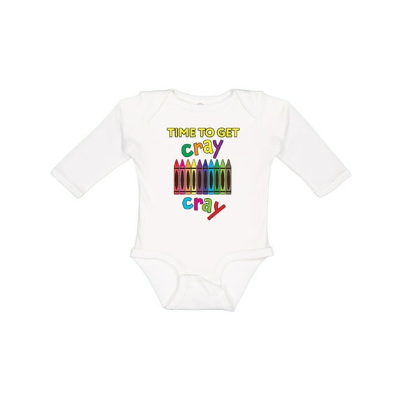 Inktastic Time to Get Cray Cray Crayons Humor Boys or Girls Long Sleeve Baby Bodysuit