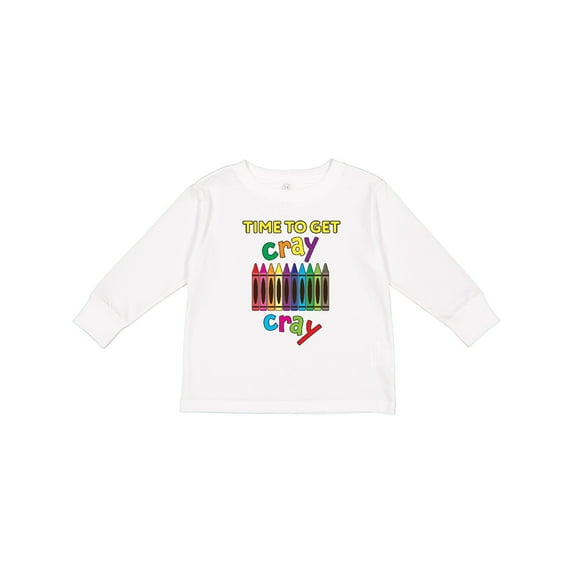 Inktastic Time to Get Cray Cray Crayons Humor Boys or Girls Long Sleeve Toddler T-Shirt