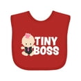 thumbnail image 1 of Inktastic Tiny Boss with Baby in Suit Girls Baby Bib, 1 of 4