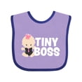 thumbnail image 1 of Inktastic Tiny Boss with Baby in Suit Girls Baby Bib, 1 of 4