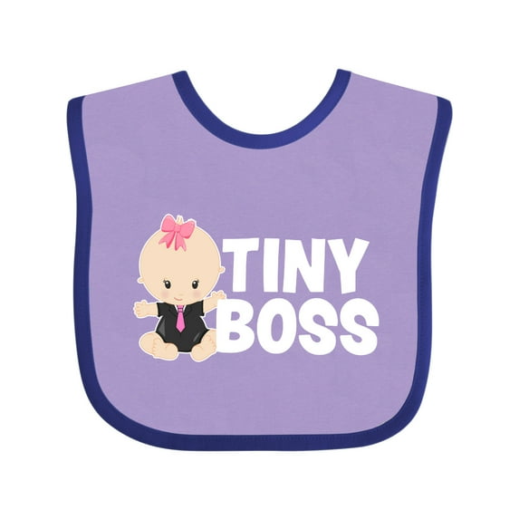 Inktastic Tiny Boss with Baby in Suit Girls Baby Bib
