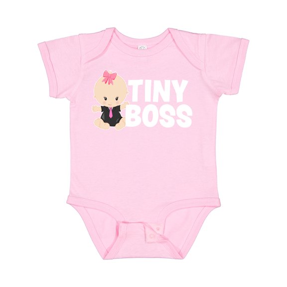 Inktastic Tiny Boss with Baby in Suit Girls Baby Bodysuit