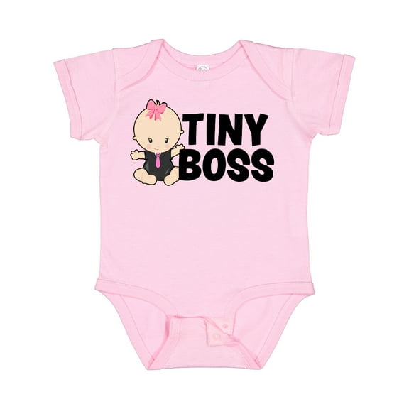 Inktastic Tiny Boss with Baby in Suit Girls Baby Bodysuit