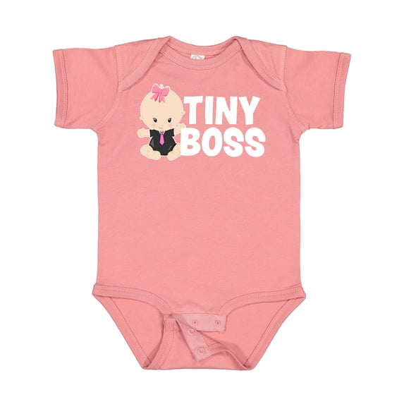 Inktastic Tiny Boss with Baby in Suit Girls Baby Bodysuit