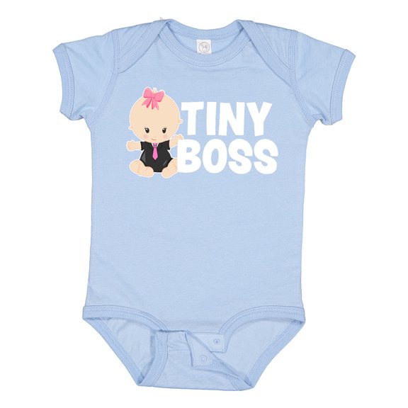 Inktastic Tiny Boss with Baby in Suit Girls Baby Bodysuit