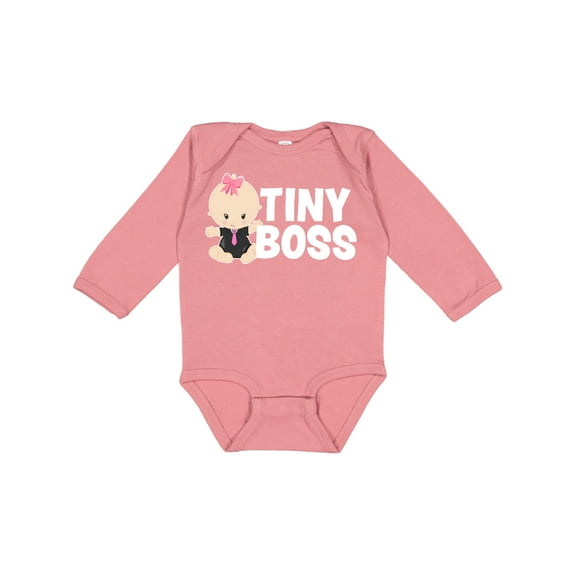 Inktastic Tiny Boss with Baby in Suit Girls Long Sleeve Baby Bodysuit