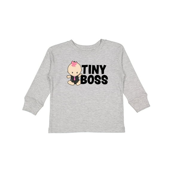 Inktastic Tiny Boss with Baby in Suit Girls Long Sleeve Toddler T-Shirt