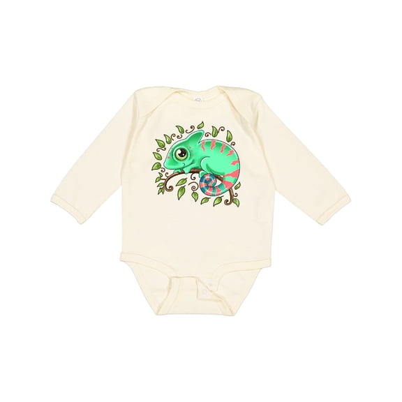 Inktastic Tiny, Cute Chameleon Boys or Girls Long Sleeve Baby Bodysuit