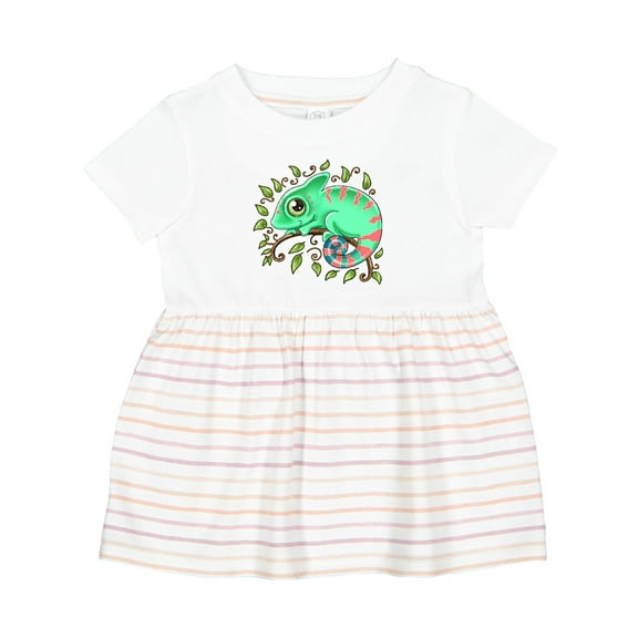 Inktastic Tiny, Cute Chameleon Girls Baby Dress
