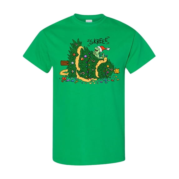 Inktastic Tiny Dinosaur Destroying Christmas Tree T-Shirt
