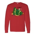 thumbnail image 1 of Inktastic Tiny Dinosaur Destroying Christmas Tree Long Sleeve T-Shirt, 1 of 5