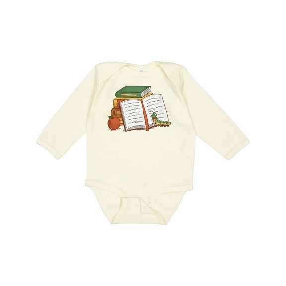 Inktastic Tiny Library Bookworm Boys or Girls Long Sleeve Baby Bodysuit