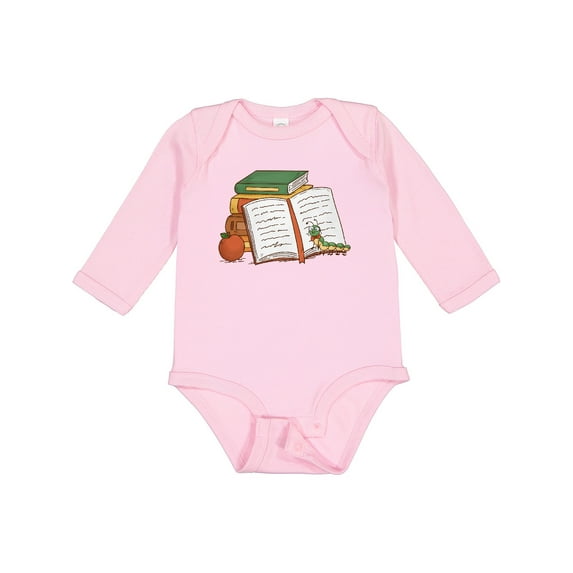 Inktastic Tiny Library Bookworm Boys or Girls Long Sleeve Baby Bodysuit