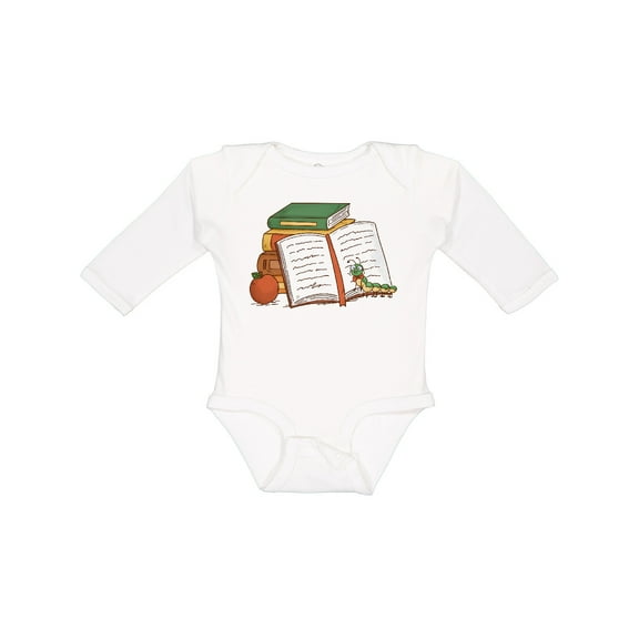 Inktastic Tiny Library Bookworm Boys or Girls Long Sleeve Baby Bodysuit