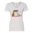 thumbnail image 1 of Inktastic Tiny Library Bookworm Women's V-Neck T-Shirt, 1 of 5