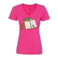 thumbnail image 1 of Inktastic Tiny Library Bookworm Women's V-Neck T-Shirt, 1 of 5