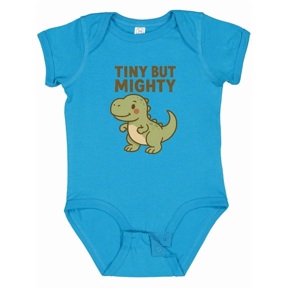 Inktastic Tiny but Mighty Dinosaur Cartoon Design Boys or Girls Baby Bodysuit