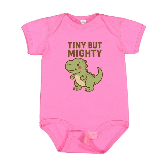 Inktastic Tiny but Mighty Dinosaur Cartoon Design Boys or Girls Baby Bodysuit