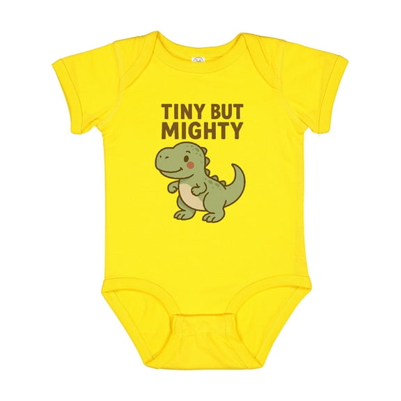 Inktastic Tiny but Mighty Dinosaur Cartoon Design Boys or Girls Baby Bodysuit