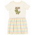 thumbnail image 1 of Inktastic Tiny but Mighty Dinosaur Cartoon Design Girls Toddler Dress, 1 of 5