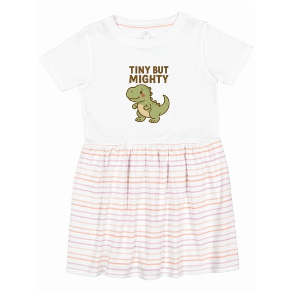 Inktastic Tiny but Mighty Dinosaur Cartoon Design Girls Toddler Dress