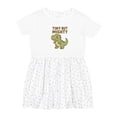 thumbnail image 1 of Inktastic Tiny but Mighty Dinosaur Cartoon Design Girls Toddler Dress, 1 of 5