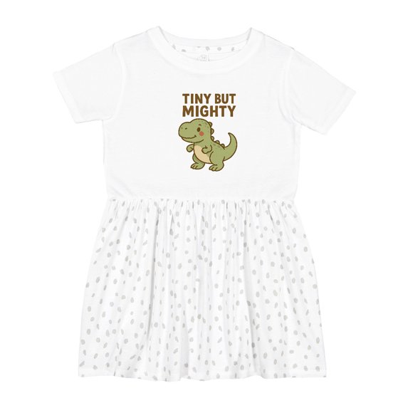 Inktastic Tiny but Mighty Dinosaur Cartoon Design Girls Toddler Dress