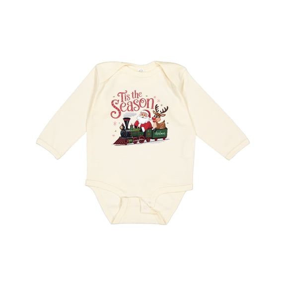 Inktastic Tis the Season Christmas Train Boys or Girls Long Sleeve Baby Bodysuit