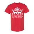 thumbnail image 1 of Inktastic Tis the Season White Reindeer Silhouette and Snowflakes T-Shirt, 1 of 5