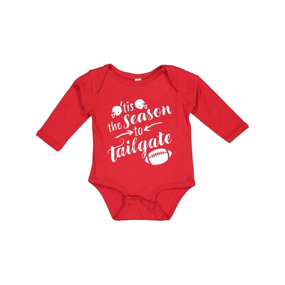 Inktastic Tis the Season to Tailgate with Helmets and Football Boys or Girls Long Sleeve Baby Bodysuit