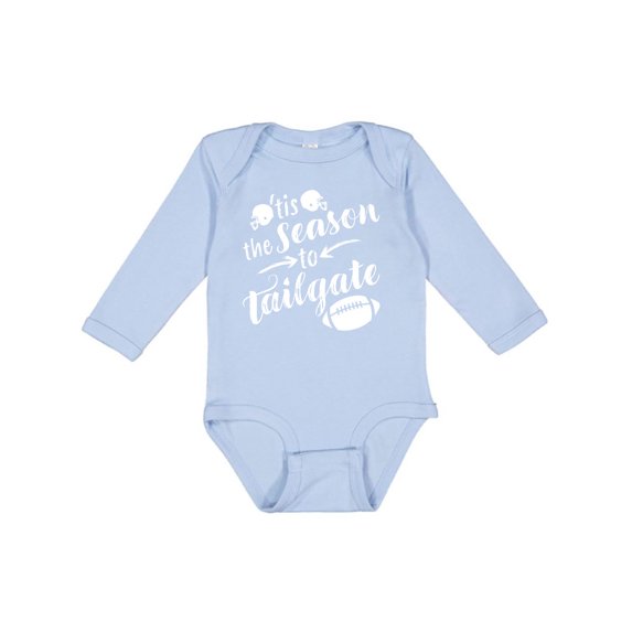 Inktastic Tis the Season to Tailgate with Helmets and Football Boys or Girls Long Sleeve Baby Bodysuit