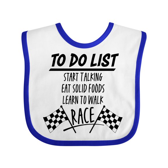 Inktastic To Do List Funny Racing for Baby Boys or Girls Baby Bib