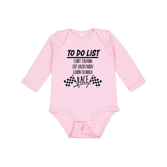 Inktastic To Do List Funny Racing for Baby Boys or Girls Long Sleeve Baby Bodysuit