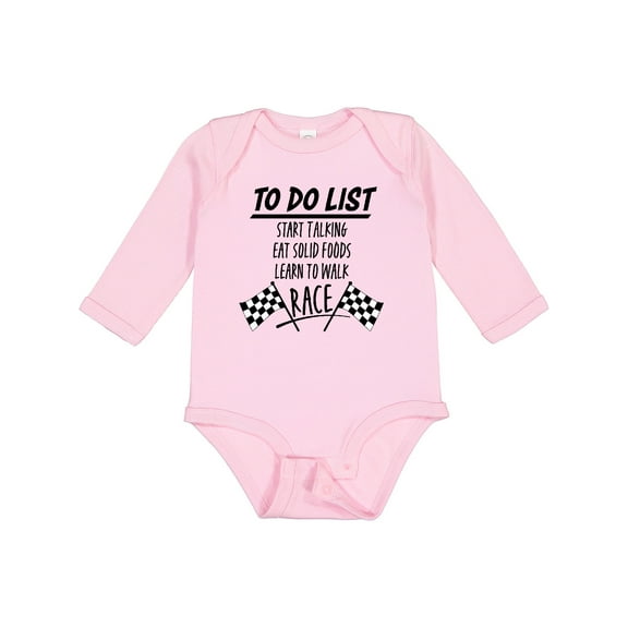 Inktastic To Do List Funny Racing for Baby Boys or Girls Long Sleeve Baby Bodysuit