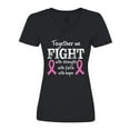 thumbnail image 1 of Inktastic Together We Fight Breast Cancer Awareness Women's V-Neck T-Shirt, 1 of 5
