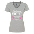 thumbnail image 1 of Inktastic Together We Fight Breast Cancer Awareness Women's V-Neck T-Shirt, 1 of 5
