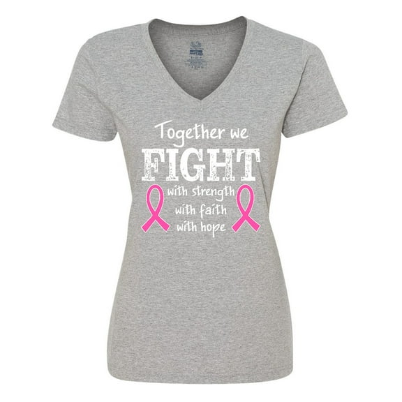 Inktastic Together We Fight Breast Cancer Awareness Women's V-Neck T-Shirt