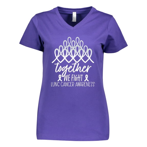 Inktastic Together, We Fight Lung Cancer Awareness Women's V-Neck T-Shirt
