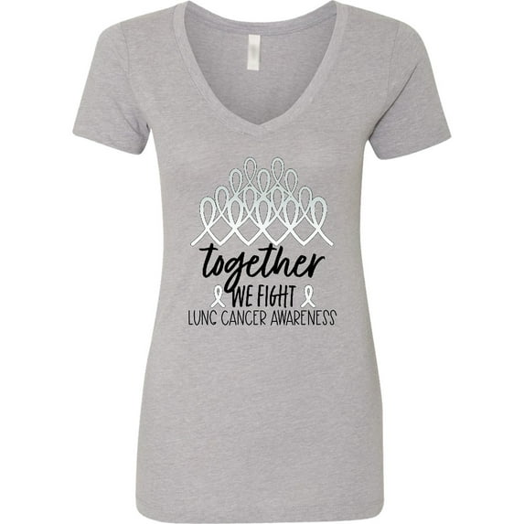 Inktastic Together, We Fight Lung Cancer Awareness Women's V-Neck T-Shirt