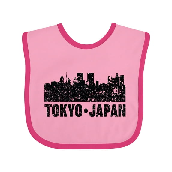 Inktastic Tokyo Japan City Skyline with Grunge Boys or Girls Baby Bib